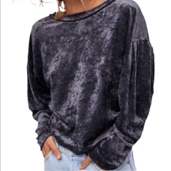 Free People Milan Pullover Luxe Velvet Dolman Sleeve Women’s Top Medium - Picture 2 of 7
